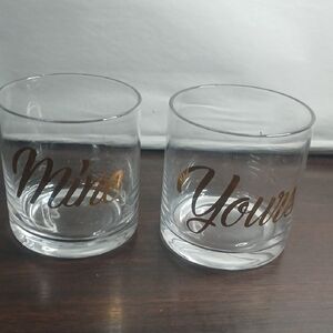 Set of Two 'Mine' and 'Yours' Glasses